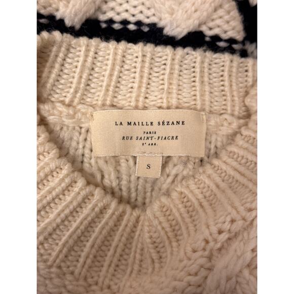 Sezane Sweater Small Womens Jane Jumper Chunky Merino Wool Knit Striped - Picture 7 of 8